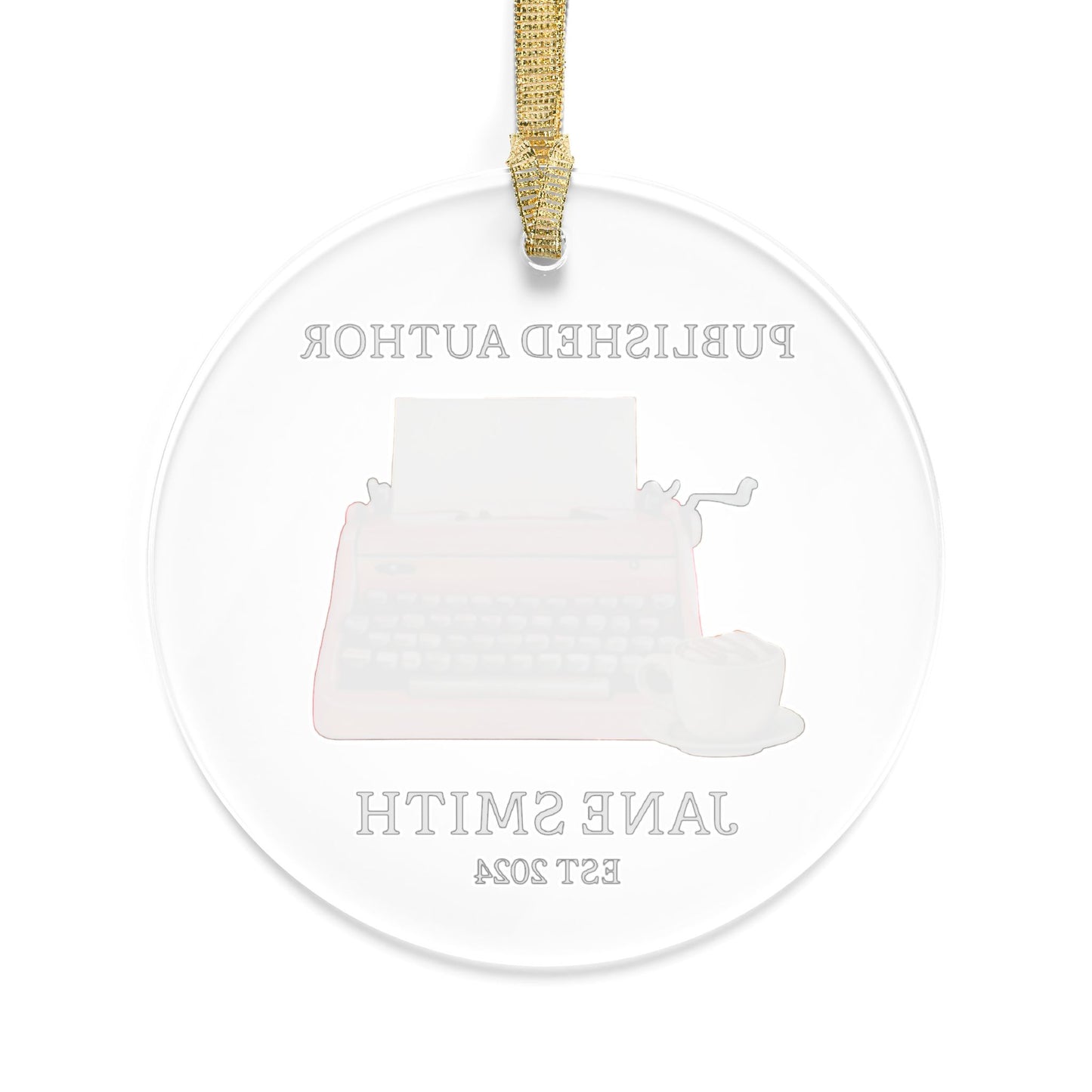 Personalized Published Author Ornament  - Pink Typewriter